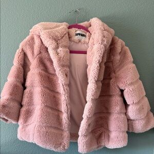 Apparis Blush Faux Fur Kids Puffer Jacket